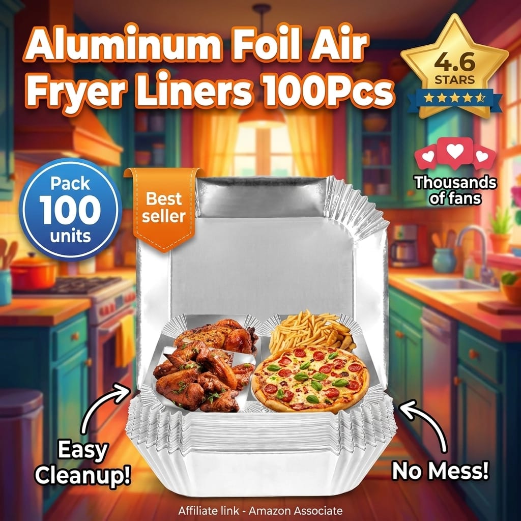 Aluminum Foil Air Fryer Liners 100-Pack - Non-Stick Sheets