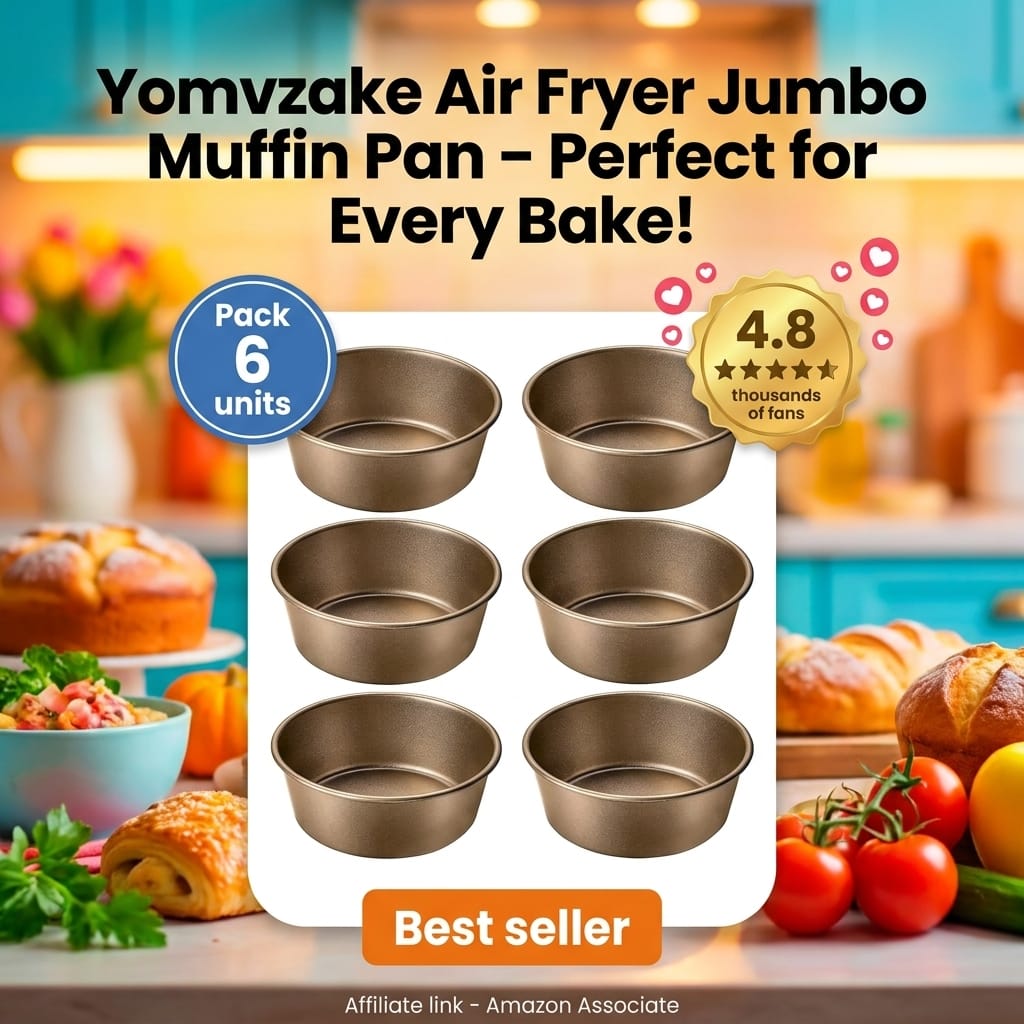 Yomvzake Jumbo Muffin Pan 6-Pack - Air Fryer Baking Tins