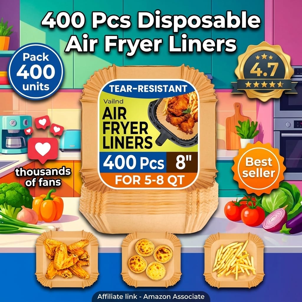 400 Pcs Disposable Air Fryer Liners 8 Inch Square Parchment