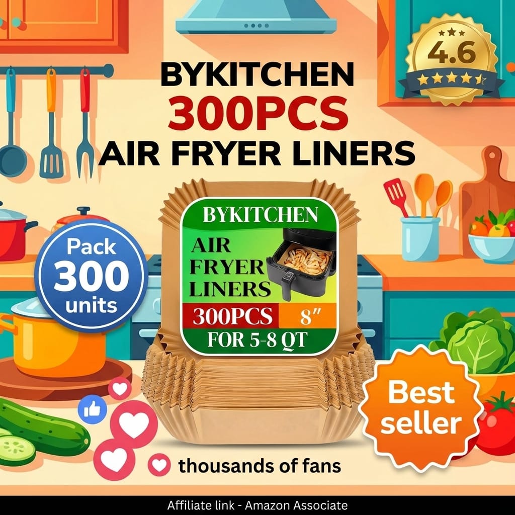 BYKITCHEN 300 Pcs Air Fryer Paper Liners Ninja and COSORI
