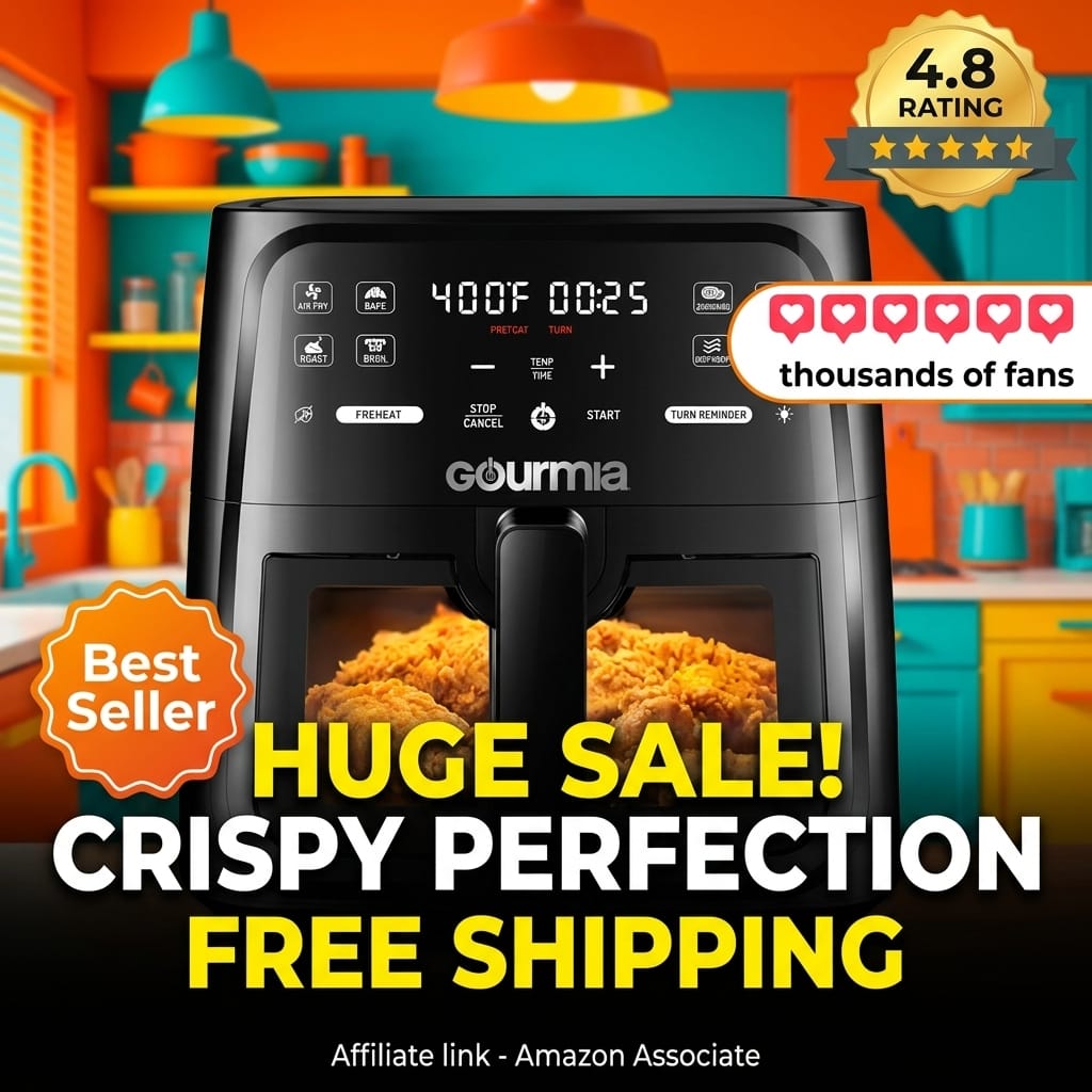 Gourmia 8Qt Air Fryer - Family Meals Made Easy