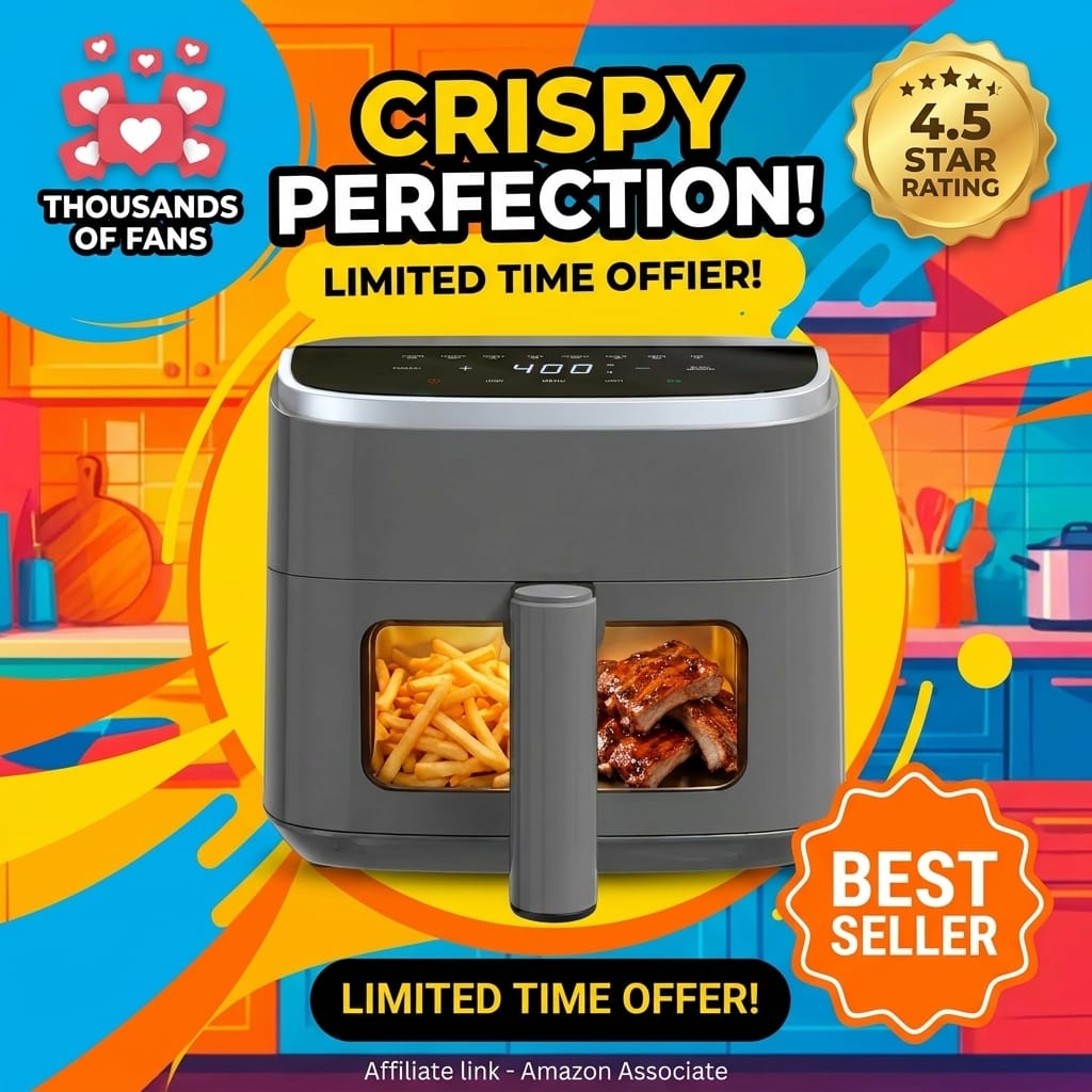 Sweetcrispy 4 Qt Air Fryer with Window 8 Presets 1500W