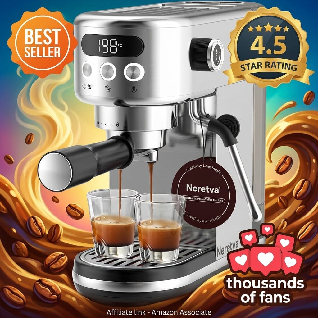 Neretva 20-Bar Espresso Machine with Steam Wand and LED Display