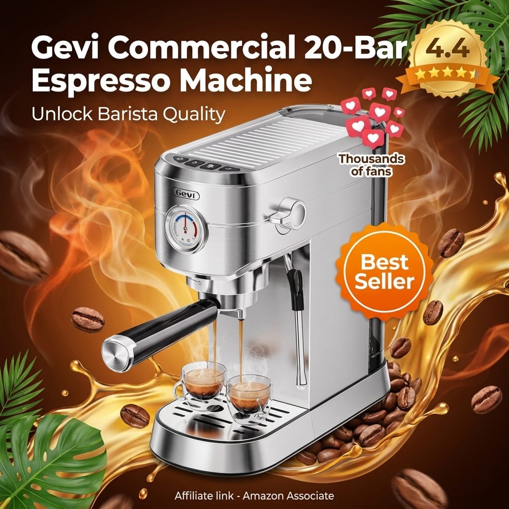 Gevi Commercial 20-Bar Espresso Machine with Milk Frother