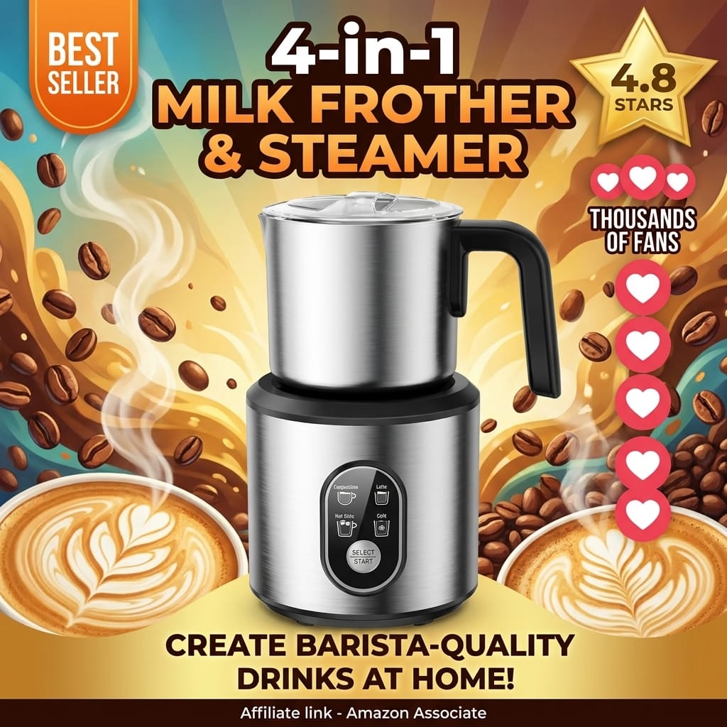 4-in-1 Milk Frother Steamer - Cafe Foam at Home