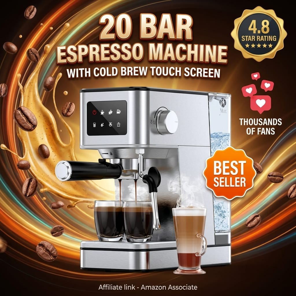 20 Bar Espresso Machine - Touchscreen, Cold Brew, 57.5oz Tank