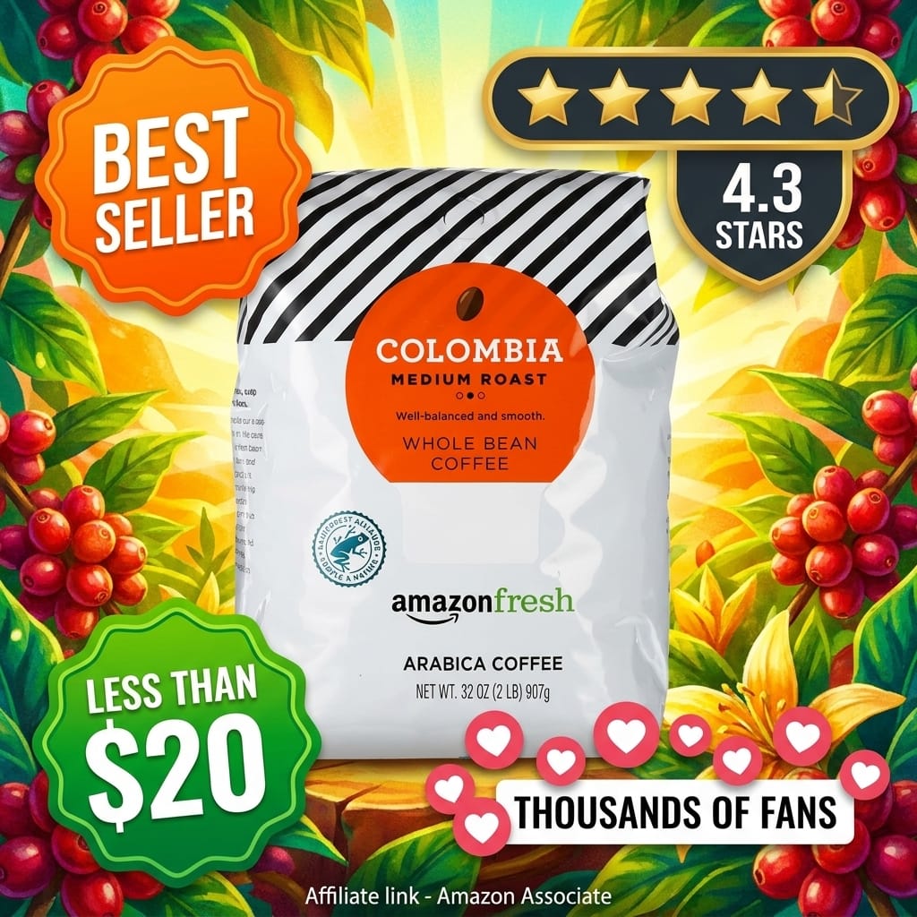 Amazon Fresh, Colombia Whole Bean Coffee Medium Roast, 32 Oz