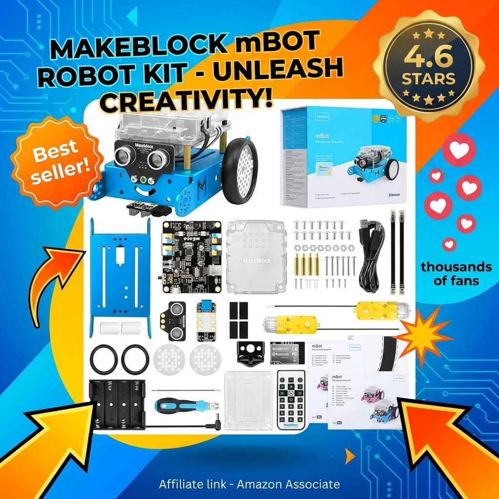 Makeblock mBot Robot Kit, Robotics for Kids Ages 8-12 Learn to Code with Scratch & Arduino, STEM Toys Science Kits for Kids Age 8-12 Boys and Girls Age 8+