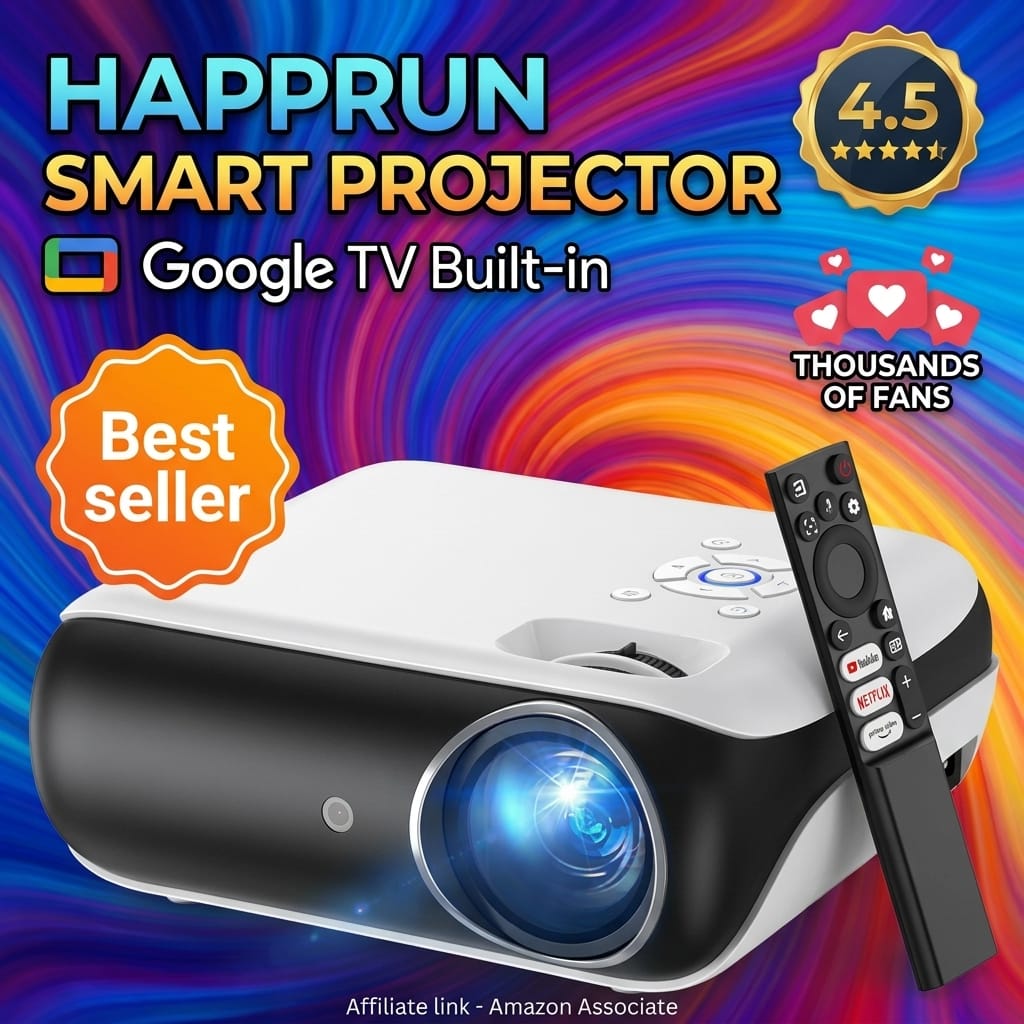 HAPPRUN 1080P Projector with Google TV - Netflix Built-In