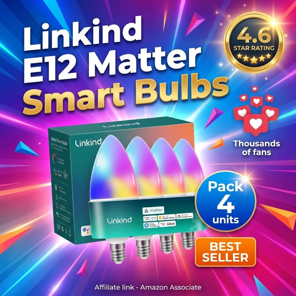 Linkind E12 Matter Smart Bulbs 4-Pack - Color Changing WiFi