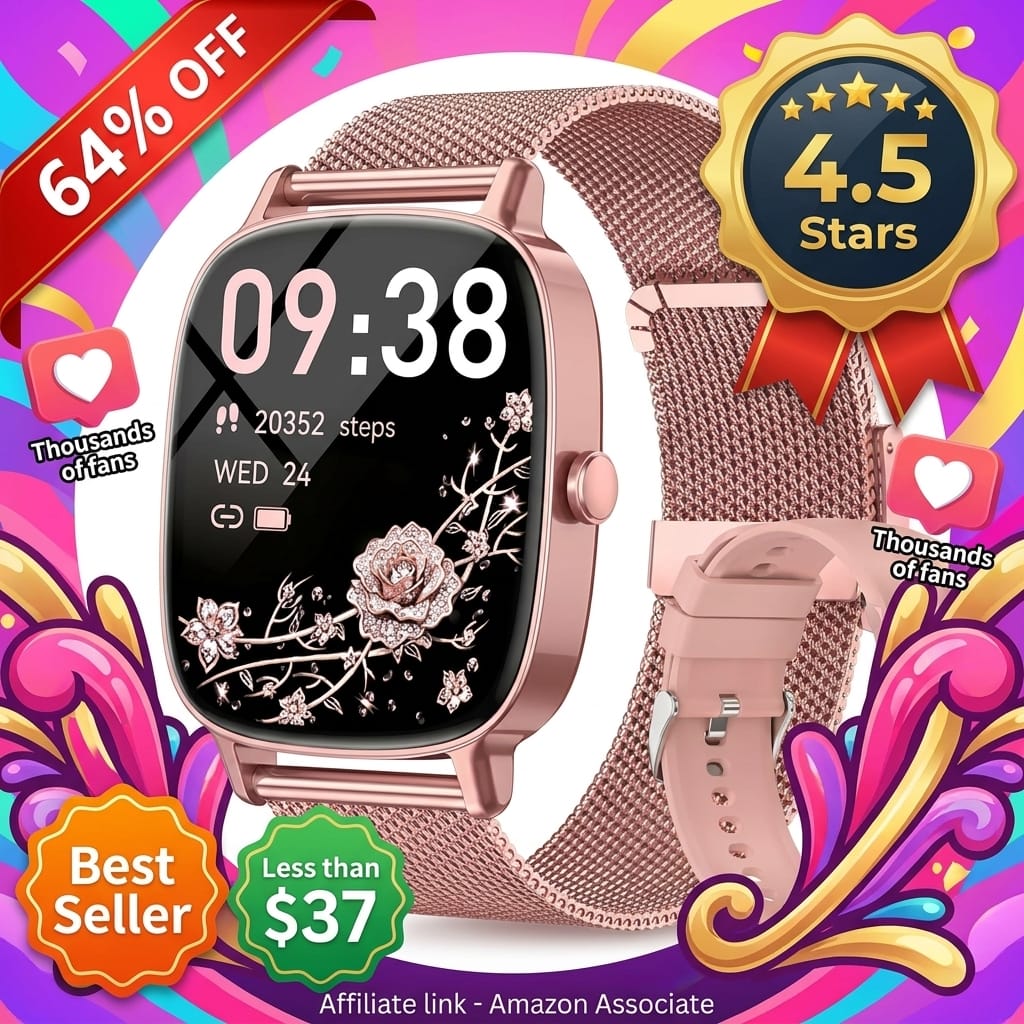 Smart Watch for Women, Answer/Make Call,1.85'' Ultra-Clear Screen Fitness Tracker with Heart Rate/Sleep/SpO2 Monitor,Smartwatch for iPhone/Samsung/Android,120+ Sport Modes,IP68 Waterproof with 2 Bands