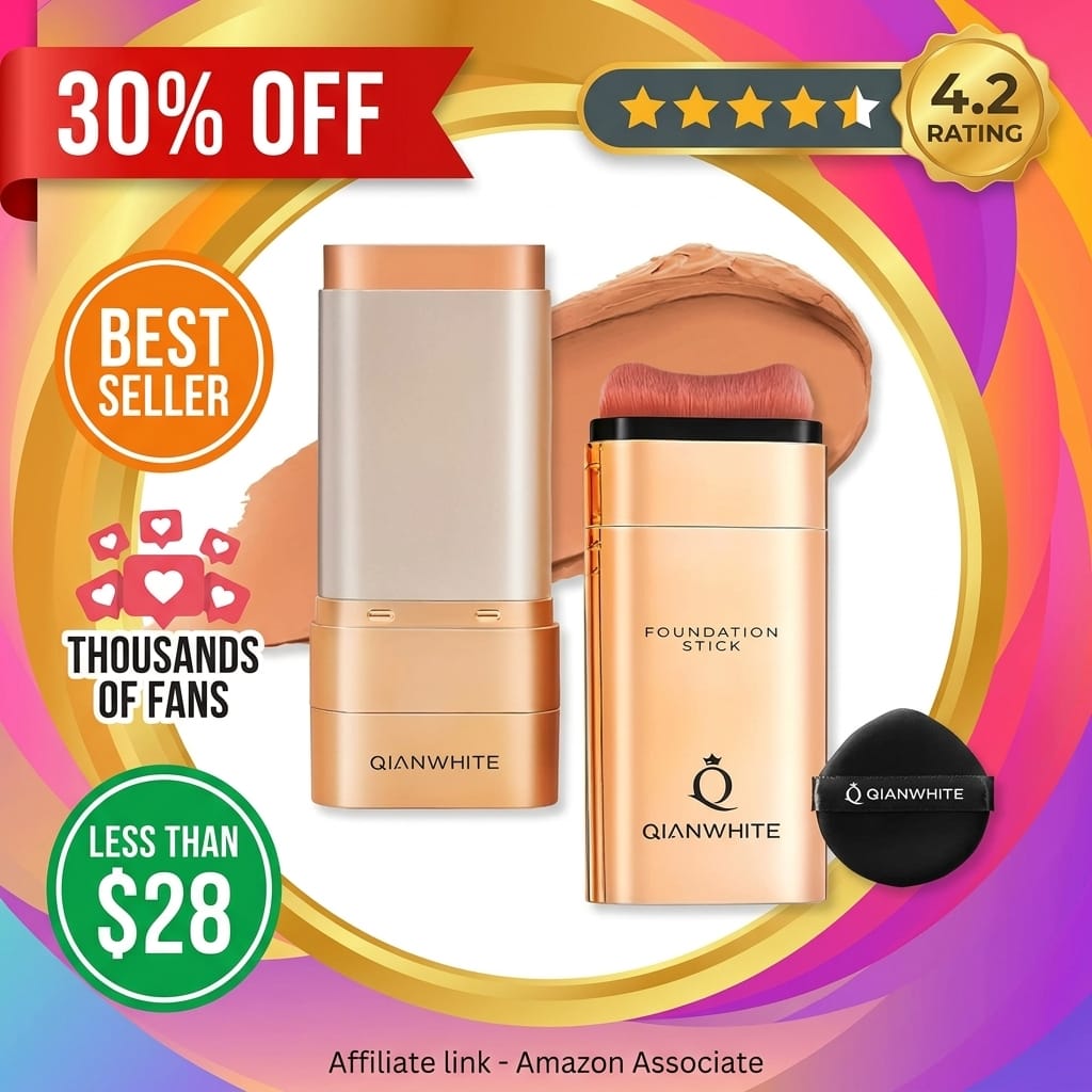 Korean Foundation Stick Foundation for Mature Skin Tint, Buildable Light to Medium Coverage Foundation Makeup Concealer, Dual-Ended with Brush for All Skin -Natural Dewy Finish (BROWN)