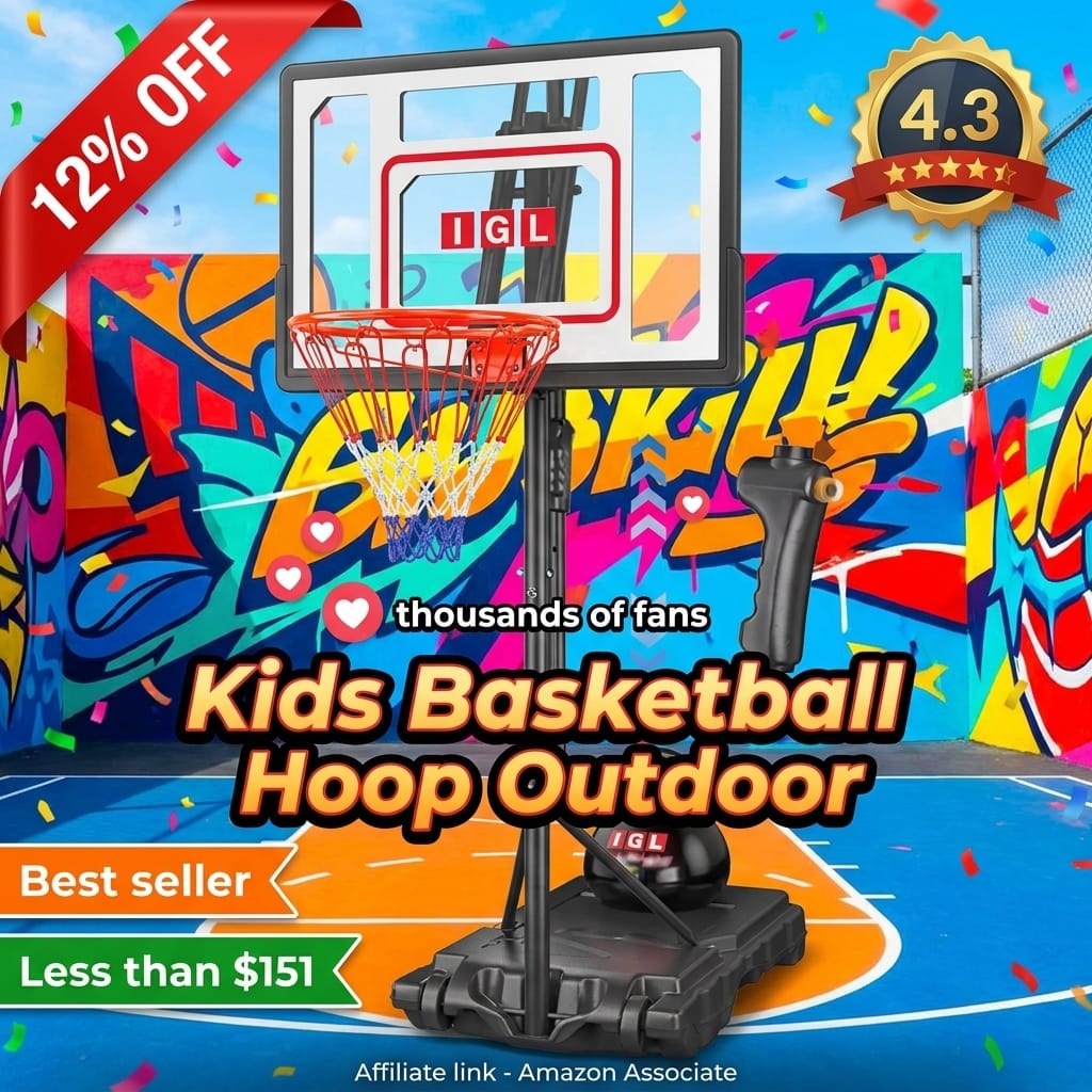 Kids Basketball Hoop Outdoor | 4-8.5ft Adjustable Height | 33" Shatterproof Backboard | Fillable Base & Extra Anchor | Portable Goal w/Wheels for Backyard Driveway