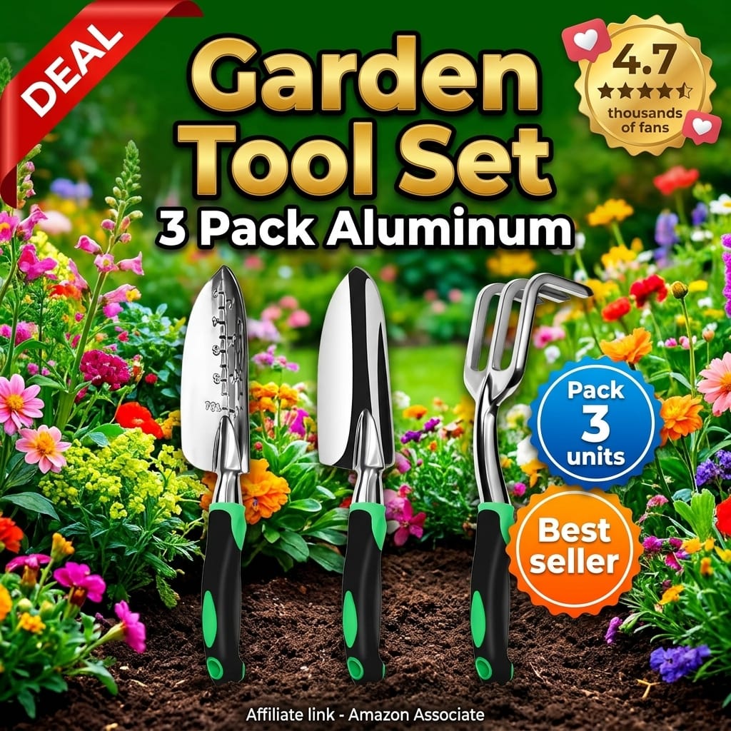 Aluminum Garden Tool Set 3 Pack with Ergonomic Handles