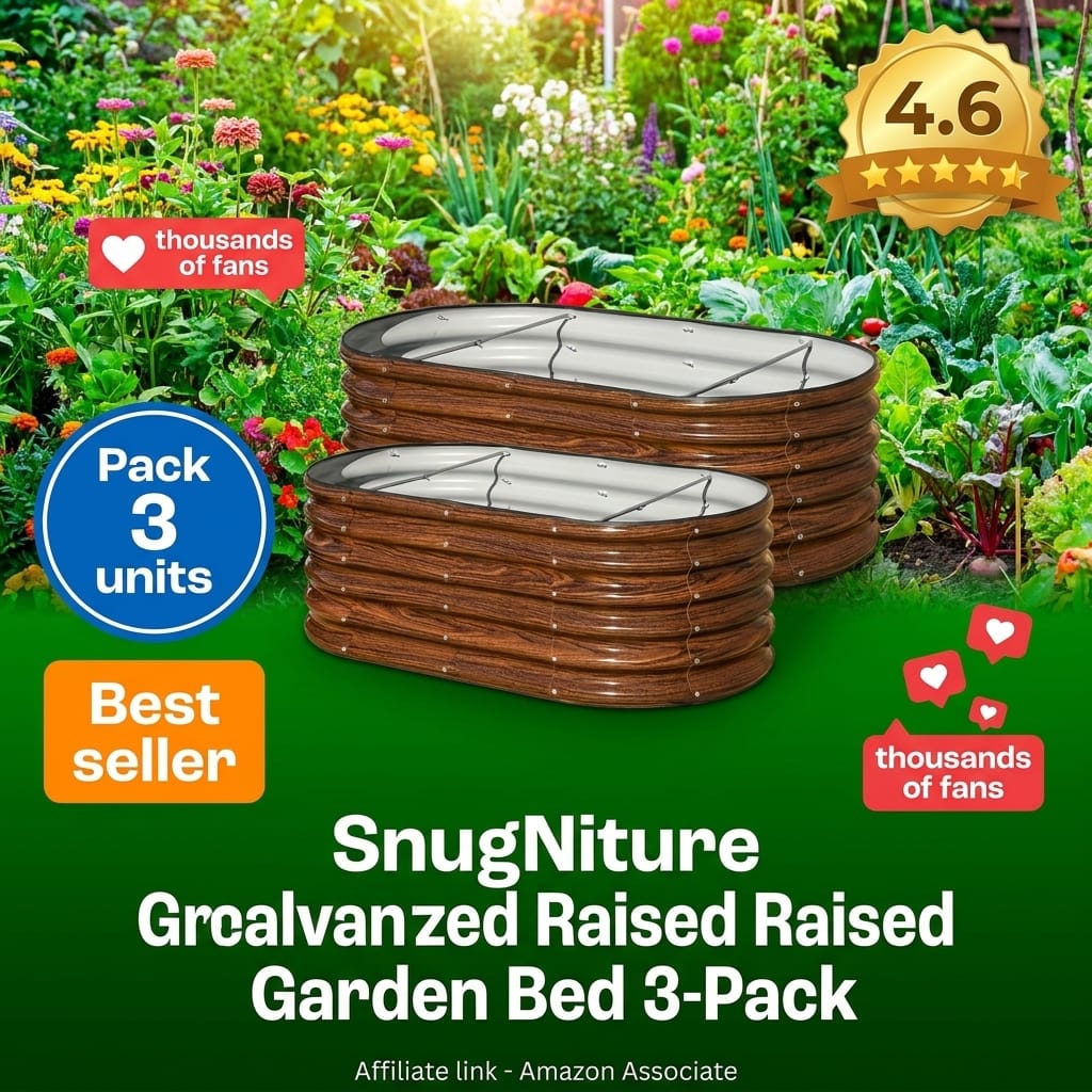SnugNiture 3-Pack Galvanized Raised Garden Beds 4x2ft Oval