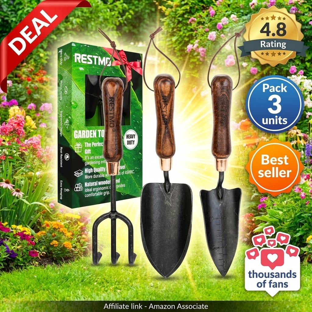 RESTMO 3-in-1 Gardening Tools Kit with Carbon Steel