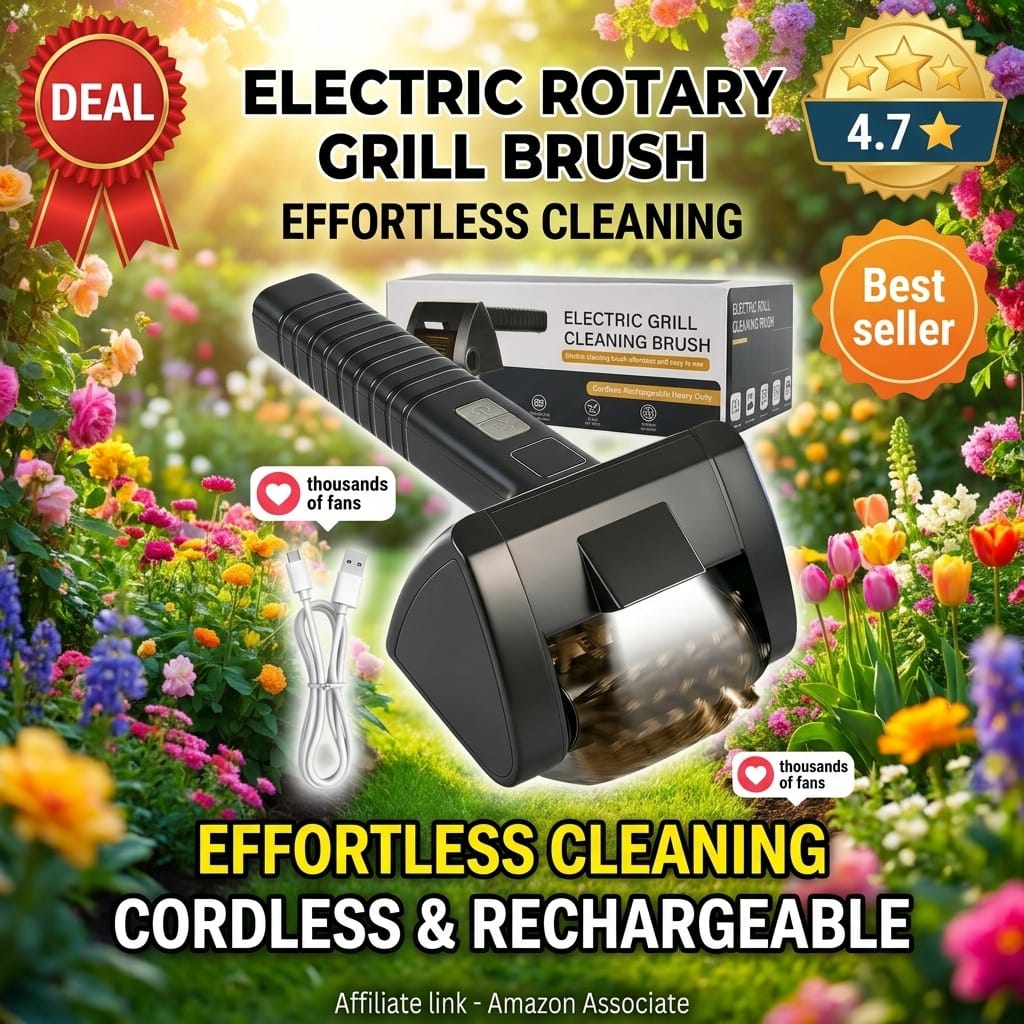 Electric Rotary Grill Brush Cordless Rechargeable with LED