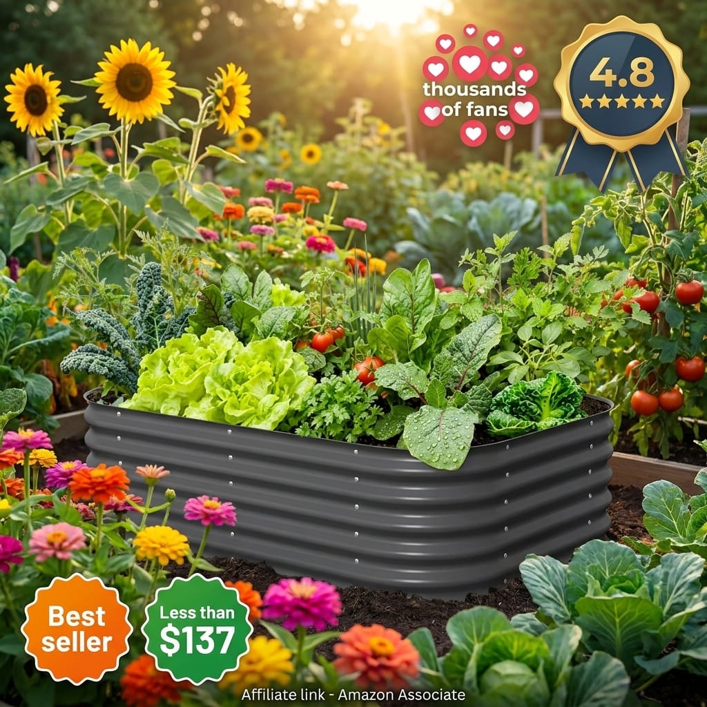 Vego garden Aluzinc Raised Garden Bed Kits, 17" Tall 6 in 1 Modular Metal Raised Planter Bed for Vegetables Flowers Patio Ground Planter Box-Modern Gray