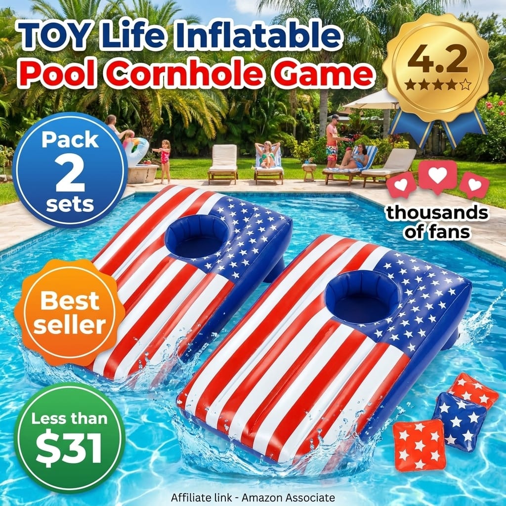 TOY Life 2 Sets Inflatable Pool Games Toys, Pool Cornhole Game Floating Toys for Adults Family, Water Games for Adults, Bean Bag Toss Game for Swimming Pools