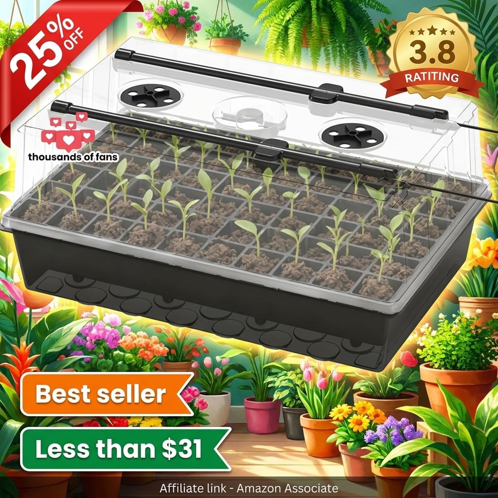 60-Cell Self-Watering Seed Starter Tray with Grow Light, Upgraded 1–24H Timer, Seed Trays with Humidity Dome, Indoor Gardening System, Starter Kit for Seeds, Plant Germination