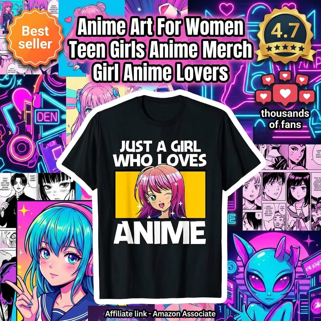 Anime Art T-Shirt for Women - Anime Merch Girl Lovers Tee