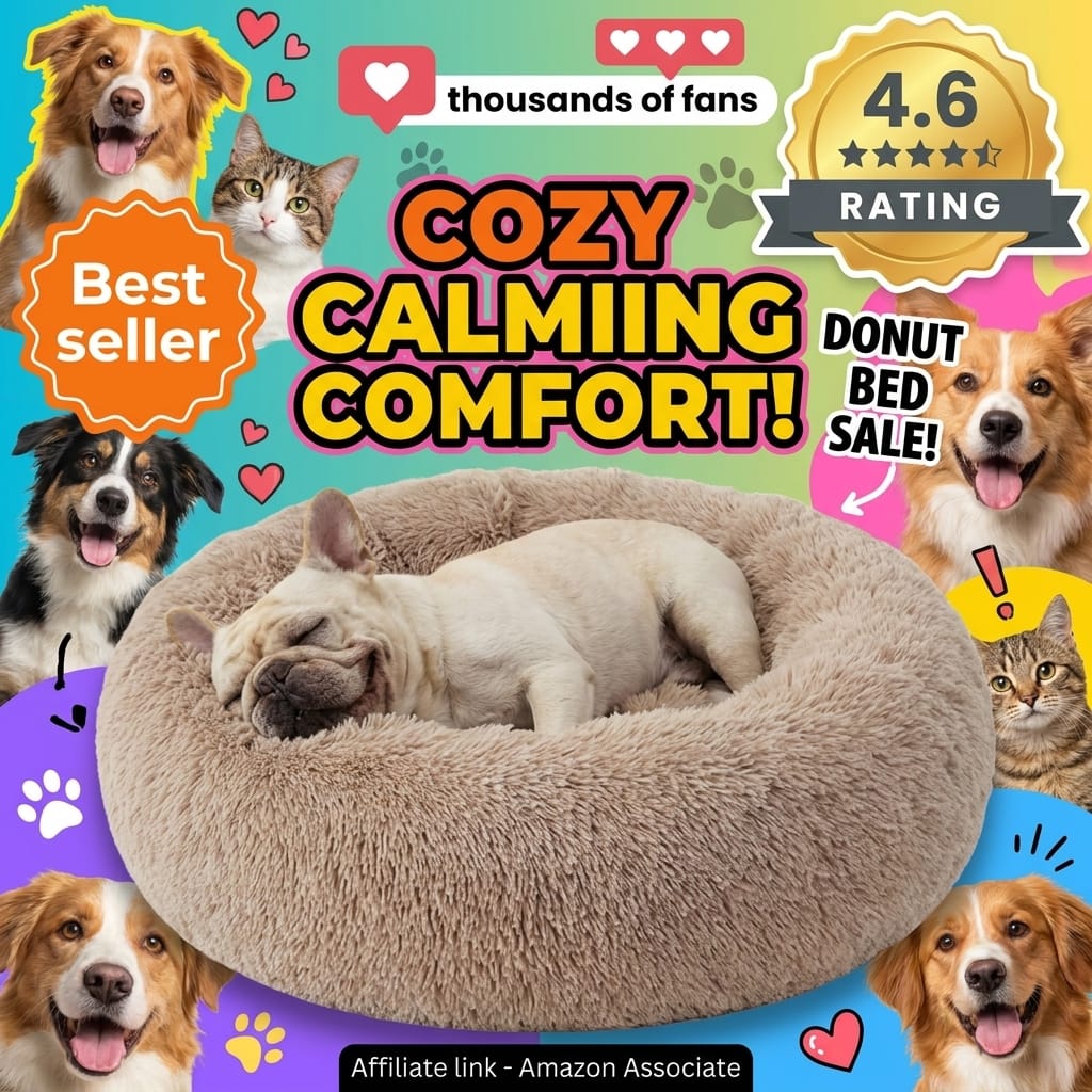 Bedsure Calming Dog Bed - 30-Inch Donut Washable Pet Bed