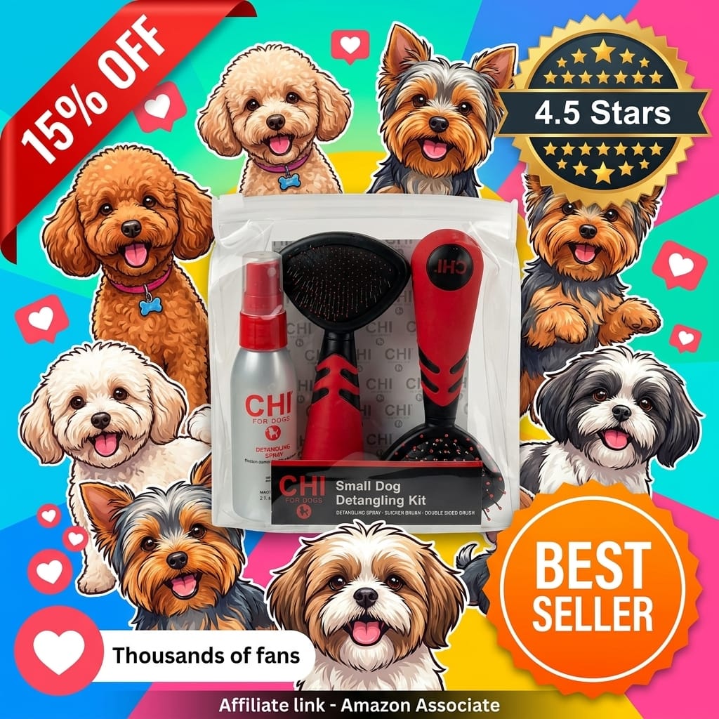 CHI for Dogs Small Breed Detangling Kit with Spray and Brushes