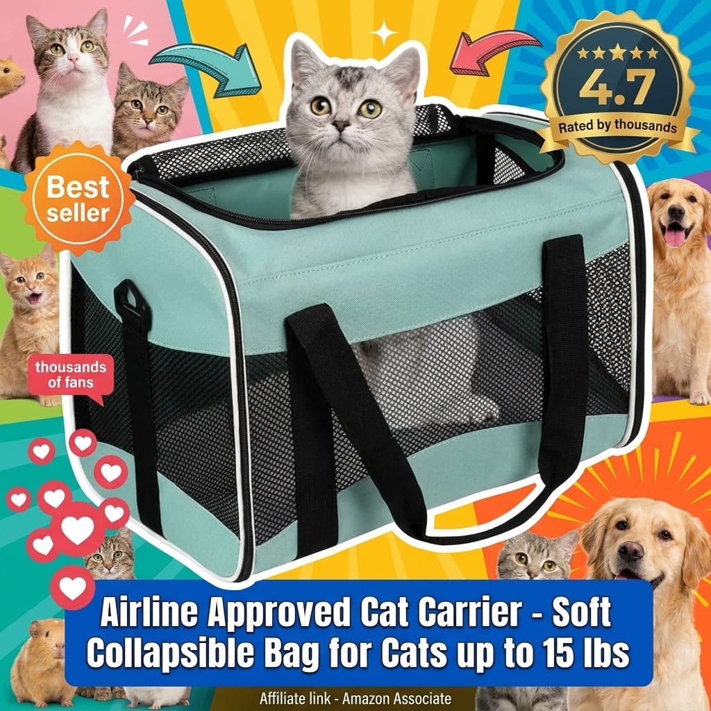 Airline Approved Cat Carrier - Soft Collapsible Bag, up to 15 lbs