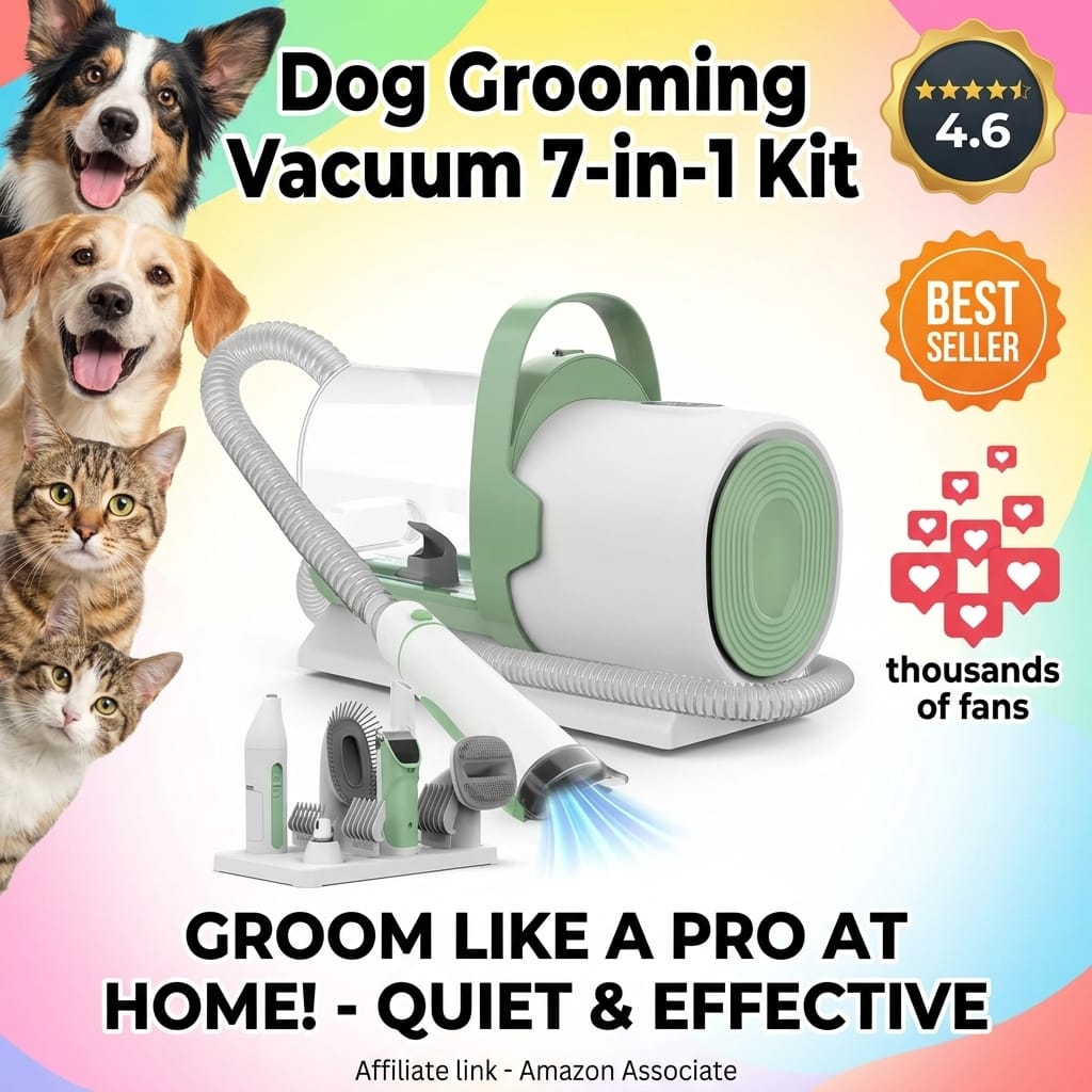 Dog Grooming Vacuum 7-in-1 with Clipper and Nail Grinder