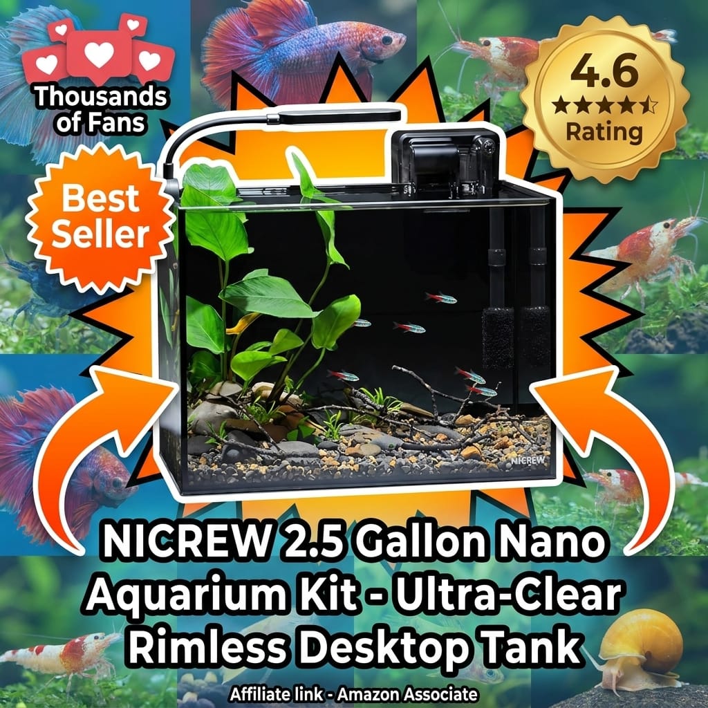NICREW 2.5 Gallon Nano Aquarium Kit - Rimless Desktop Tank