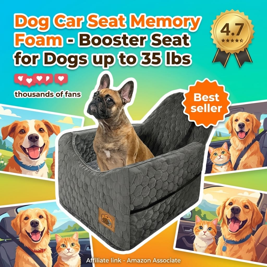Dog Car Seat Memory Foam - Booster Seat for Dogs up to 35 lbs