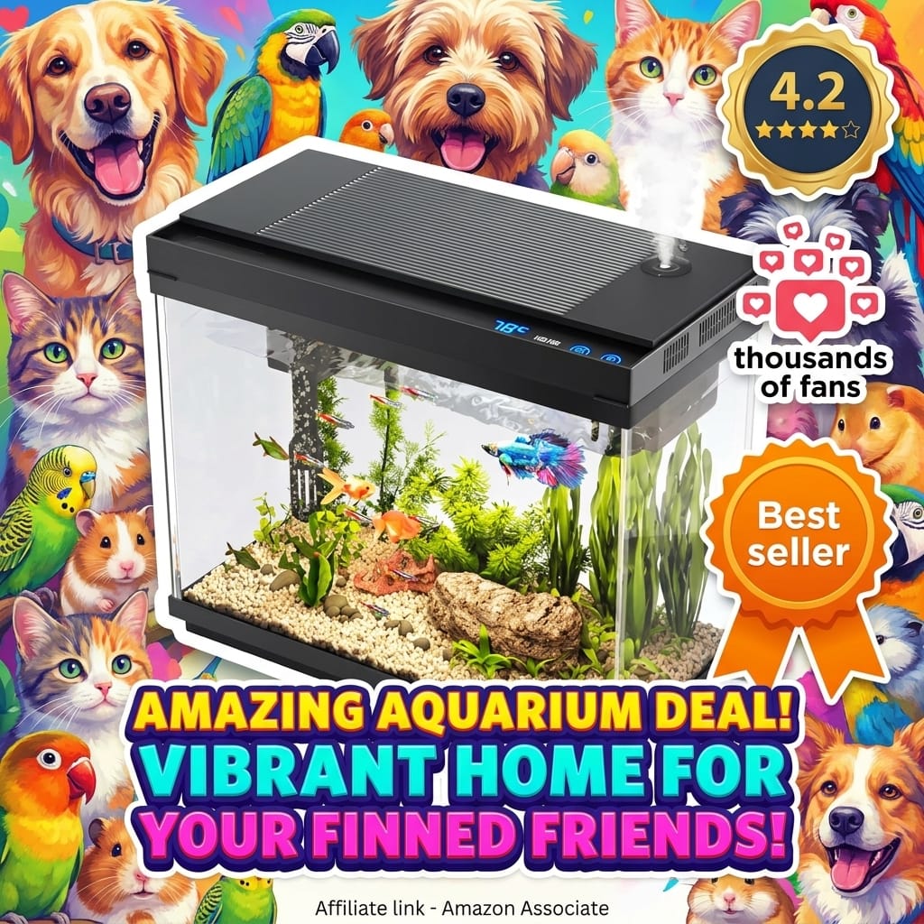 Vehipa 2.4 Gallon Fish Tank with LED, Humidifier and Temp Display