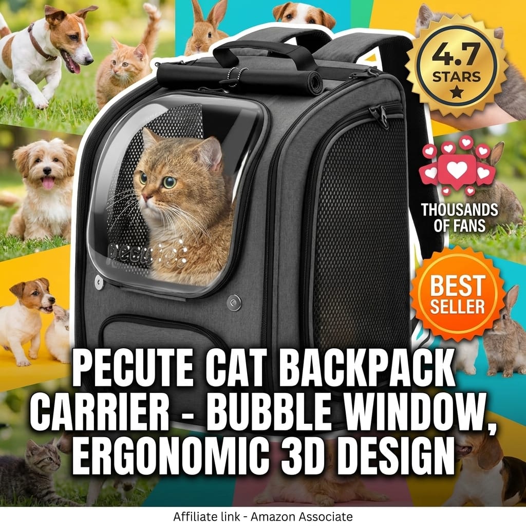 Pecute Cat Backpack Carrier - Bubble Window, Ergonomic 3D Design