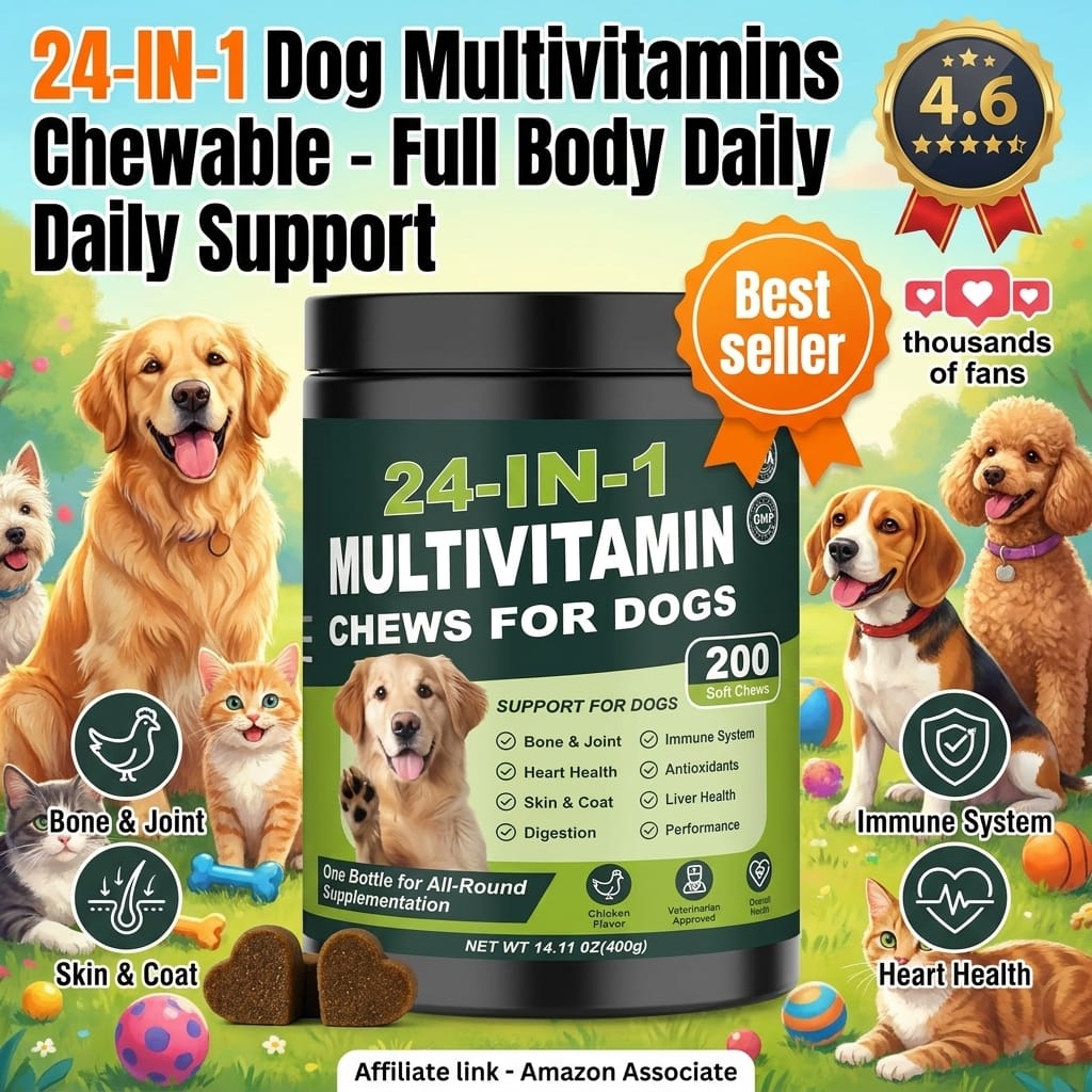 24-in-1 Dog Multivitamins Chewable - Full Body Daily Support