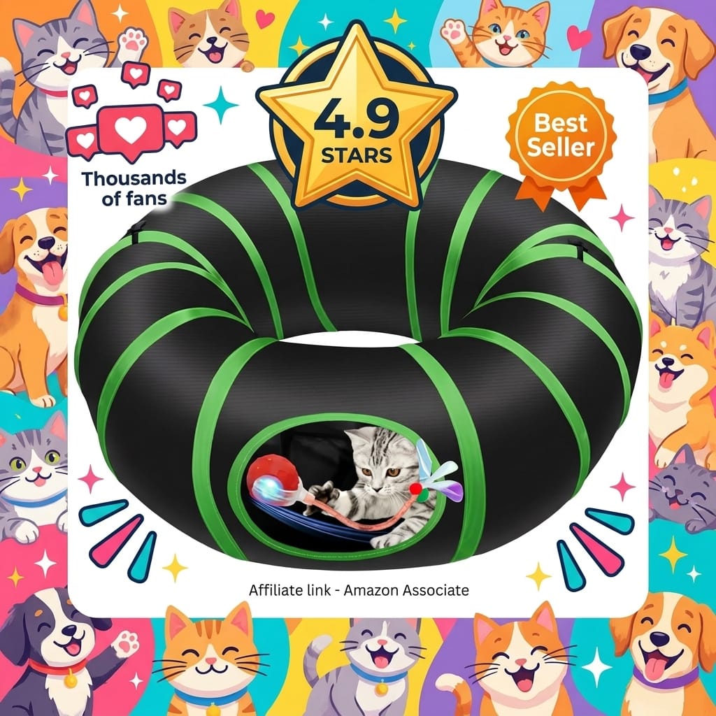 Interactive Cat Toy Ball with Collapsible Tunnel, 3 Speeds