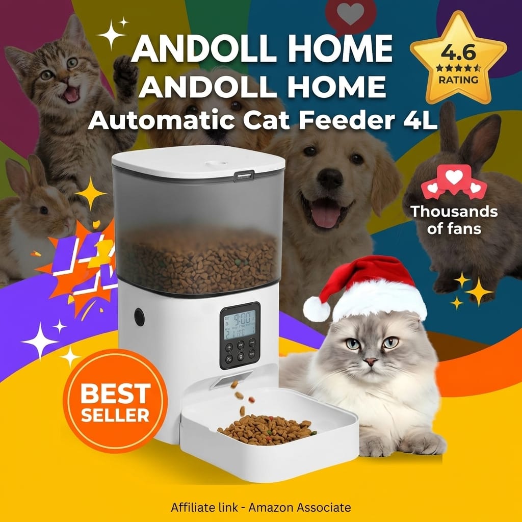 ANDOLL HOME Automatic Cat Feeder 4L with Voice Recorder