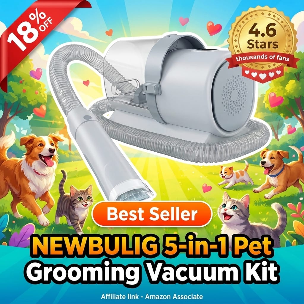 NEWBULIG 5-in-1 Pet Grooming Vacuum Kit with 2.5L Dust Cup