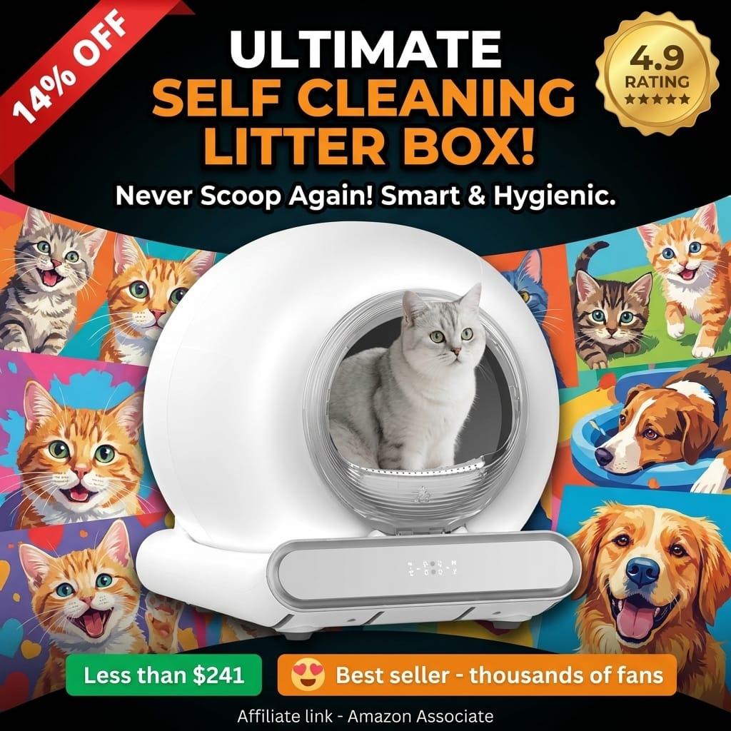 Self Cleaning Litter Box, Integrated Safety Automatic Cat Litter Box Self Cleaning 65L+9L for Multiple Cats, App Control, Odor Removal, Includes Mat & Liner (3 Rolls) - White