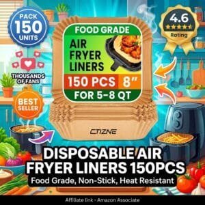 Disposable Air Fryer Liners 150-Pack – 8-Inch Parchment Paper