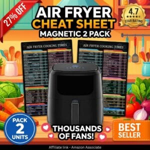 Air Fryer Cheat Sheet Magnets – 90 Foods Cook Guide