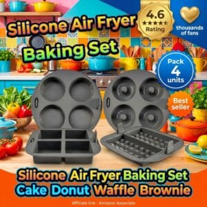 Silicone Air Fryer Baking Set 4-Piece – Cake, Donut, Waffle, Brownie