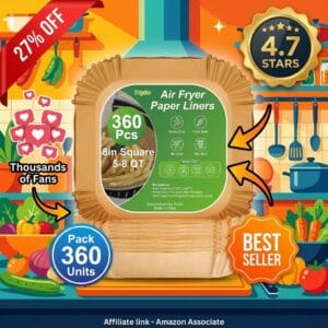 Air Fryer Paper Liners 360 Pack – No-Mess Cooking