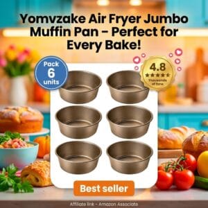 Yomvzake Jumbo Muffin Pan 6-Pack – Air Fryer Baking Tins
