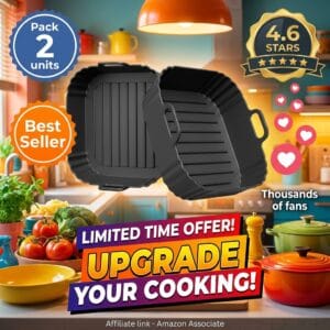 Square Silicone Air Fryer Liners 2-Pack for Ninja and COSORI