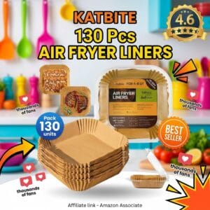 Katbite 130 Pcs Extra-Thick 45GSM Air Fryer Parchment Liners