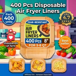 400 Pcs Disposable Air Fryer Liners 8 Inch Square Parchment