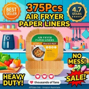 375 Air Fryer Liners – PFAS-Free, Heavy Duty, No Mess