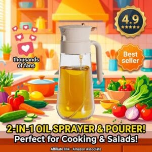 Glass Olive Oil Sprayer 580ml – 2-in-1 Mist and Pour