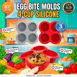 3-Pack Egg Bite Molds 4-Cup Silicone – Air Fryer Baking
