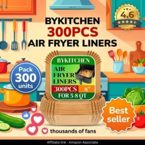 BYKITCHEN 300 Pcs Air Fryer Paper Liners Ninja and COSORI